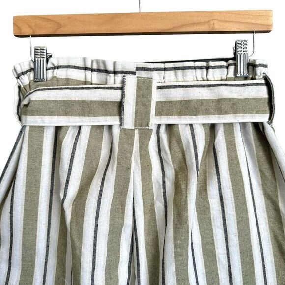 NWT Ci Sono Thick Striped High Waist Cuffed Paper bag Pants - Picture 8 of 9